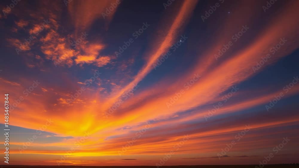 Poster panoramic idea of a sky backdrop. overhead view of sunsets and sunrises filled with vibrancy and bla