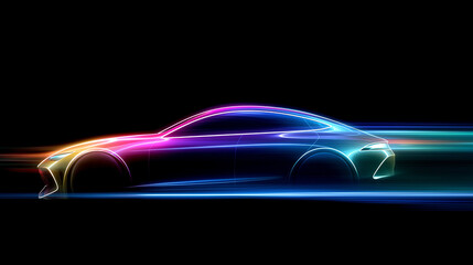 Abstract Car Design With Vibrant Light Trails Emphasizing Speed And Technology