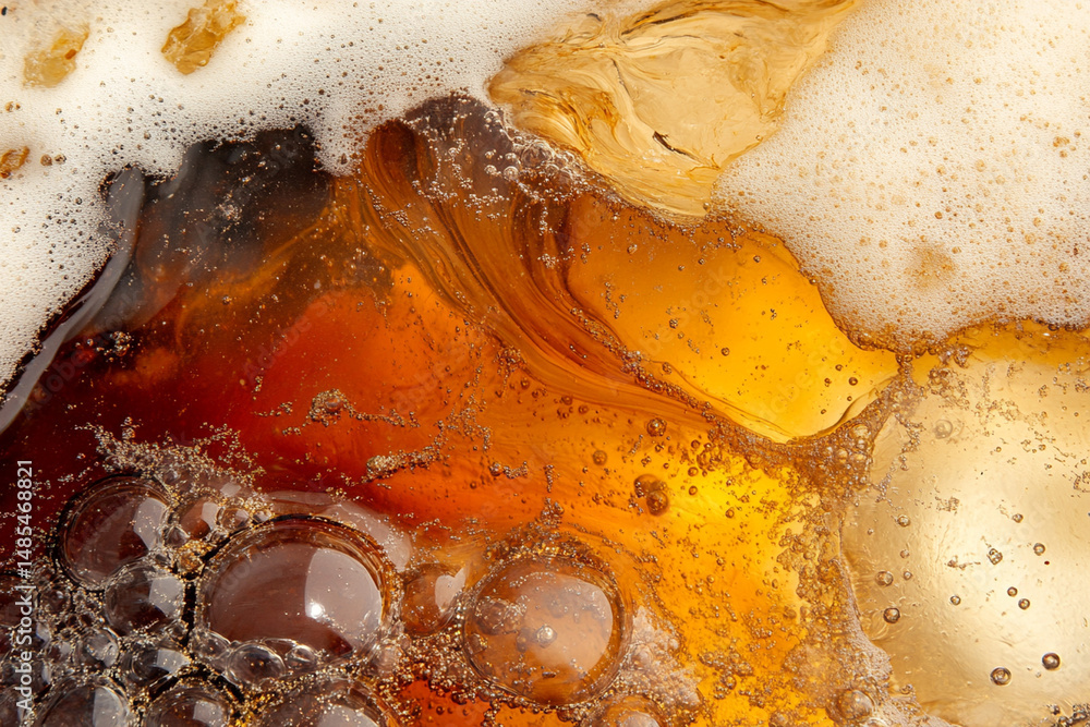 Aufkleber close-up abstraction of drink bubbles highlighting the vibrant chaos of colors and textures in a ref