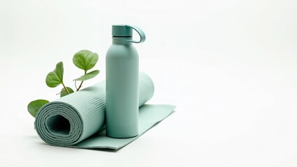  yoga mat and bottle of water