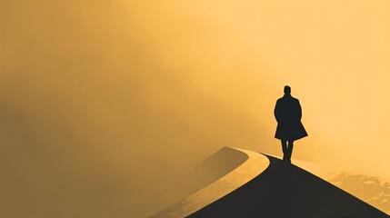 Person Standing on Top of Mountain