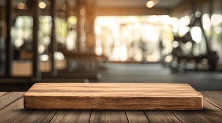Wooden tabletop in a gym