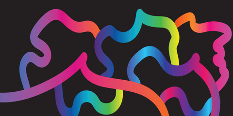 Abstract Frame with Curve Color Lines. Swirl Ribbons Pattern with Gradient Lines.