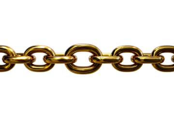 Golden chain link design on transparent background for various uses