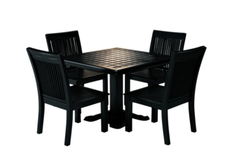 Black outdoor dining set with square table and four chairs