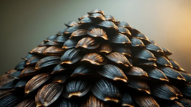 A large accumulation of palm kernel shells revealing the textured roughness and dark tone of this resource