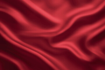 Vibrant red silk fabric with flowing smooth waves
