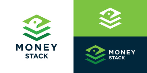 Creative simple money stack logo template. Stack money cash symbol for business finance logo design vector illustration.