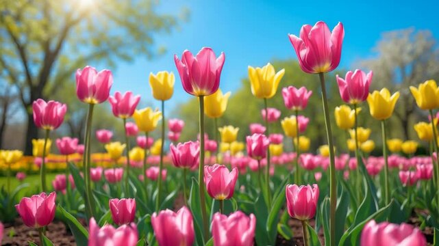 Colorful Tulip Field