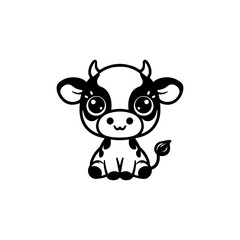 a illustration of cow outline style