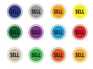 Sell sign icon contributor earnings button set of vectors image