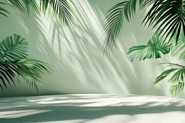 Tropical foliage, light, shadows, backdrop