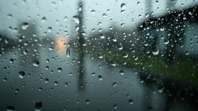 The Rain Drops on Window Glass