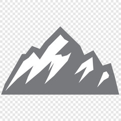 Mountain peak icon. Vector black silhouette of rocky mountain for logo, symbol or emblem. Simple minimalist mountain graphic illustration