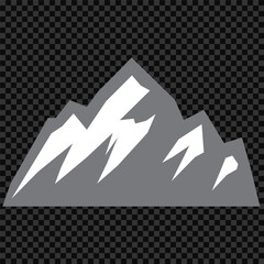 Mountain peak icon. Vector black silhouette of rocky mountain for logo, symbol or emblem. Simple minimalist mountain graphic illustration