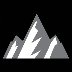 Mountain peak icon. Vector black silhouette of rocky mountain for logo, symbol or emblem. Simple minimalist mountain graphic illustration