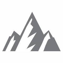 Mountain peak icon. Vector black silhouette of rocky mountain for logo, symbol or emblem. Simple minimalist mountain graphic illustration