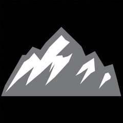 Mountain peak icon. Vector black silhouette of rocky mountain for logo, symbol or emblem. Simple minimalist mountain graphic illustration