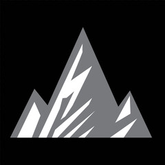 Mountain silhouette set. Collection of vector mountain icons and logos in flat style. Rocky peaks and simple minimalist mountain illustrations for design.