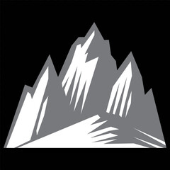 Mountain silhouette set. Collection of vector mountain icons and logos in flat style. Rocky peaks and simple minimalist mountain illustrations for design.