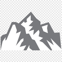 Mountain silhouette set. Collection of vector mountain icons and logos in flat style. Rocky peaks and simple minimalist mountain illustrations for design.