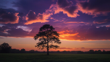 sunset in the forest
