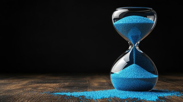 The hourglass is a metaphor for time's fleeting nature, where life's brevity is emphasized as it trickles into the glass, yet the notion of extended deadlines in time management provides solace, as