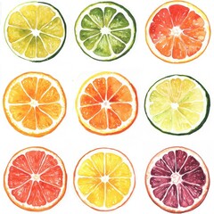 Obraz premium Colorful Citrus Cross-Sections