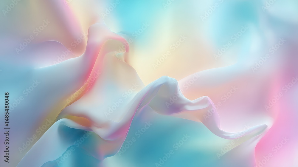 Poster soft flowing fabric in pastel colors with smooth texture and gentle light effect creating an etherea