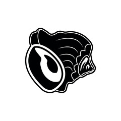 Rapan solid black vector icon. Can be used for any platform action promotion and advertising. Isolated symbol sign used for: mobile, app, design, web, dev, ui, ux, gui. EPS 10. For your project.