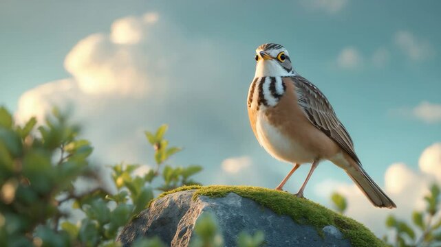 A northern wheatear resting on a rock
