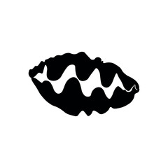 Giant clams tridacna solid black vector icon.. Used for any platform action promotion and ad. Isolated symbol sign used for: mobile, app, design, web, dev, ui, ux, gui. EPS 10. For your project. 