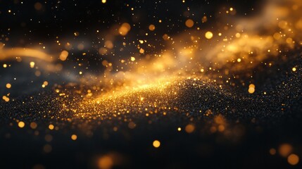 Obraz premium A black background with a lot of gold glitter