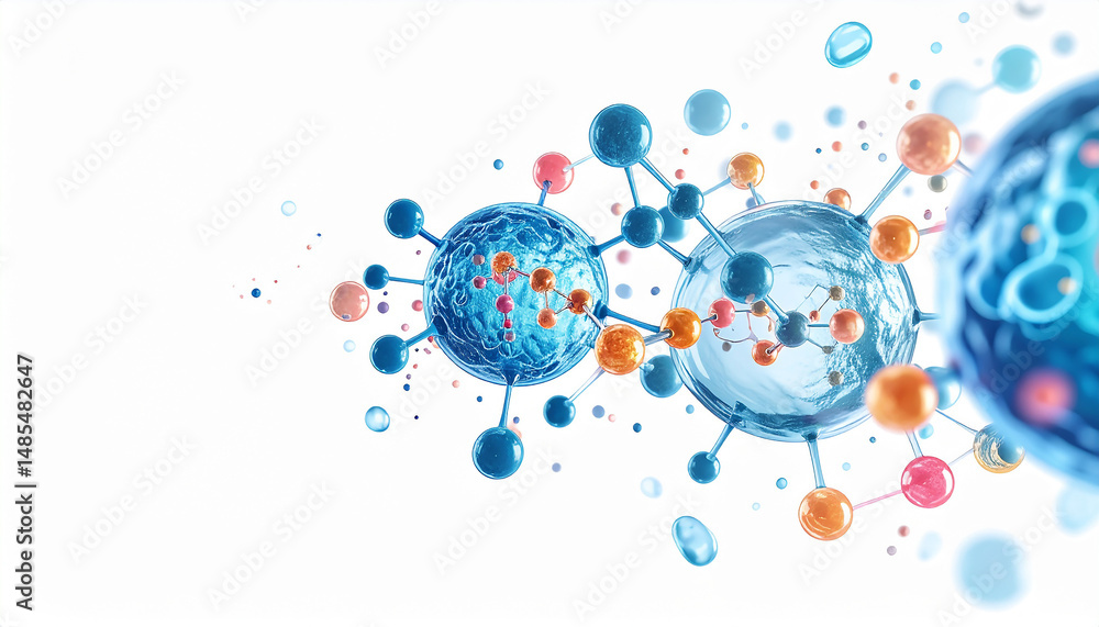 Poster microscopic marvel: a visually captivating 3d render reveals a dynamic interplay of cellular structu
