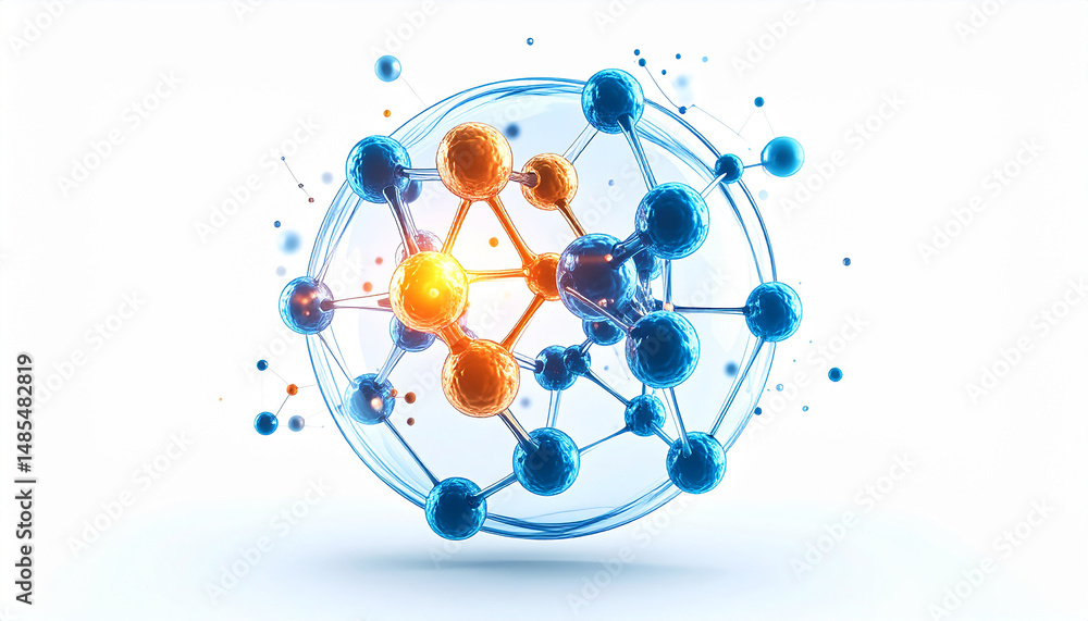 Poster molecular nexus: an intricately rendered image reveals a complex network of molecular structures, a 
