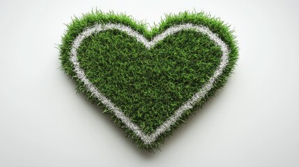 A heart made of grass and white lines