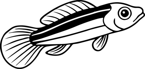 Blenny fish outline vector illustration line art