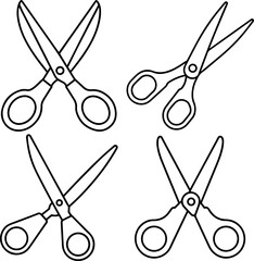Set of Scissors outline icon for cutting and crafting vector illustration