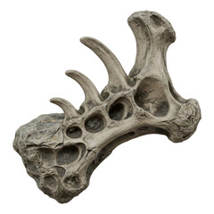 Fossilized rib cage bone embedded in rock