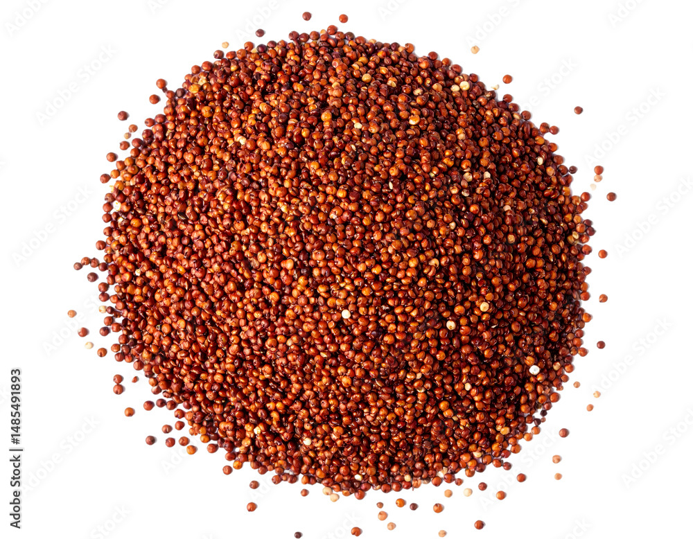 Poster pile of red quinoa forming a circle on transparent background