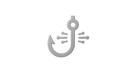 Silver Fishing Hook Icon with Speed Lines