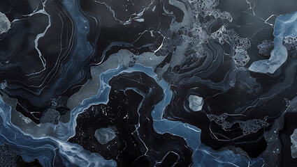 Elegant Dark Blue Marble Texture, Abstract Wavy Stone Veins Background