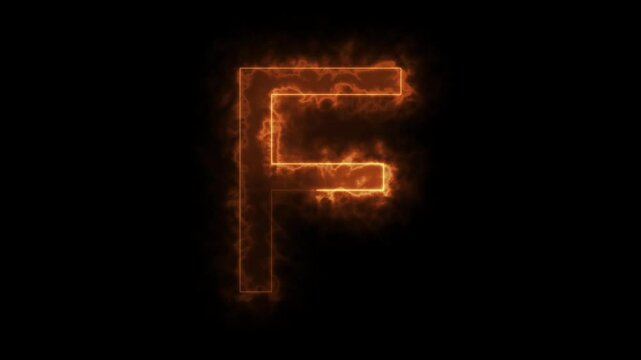 Animated neon letter F. Letter concept. F text icon animation by glowing neon.