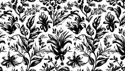Abstract botanical swirl background in vintage engraved detail