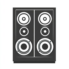 Two large speaker system, black, front view