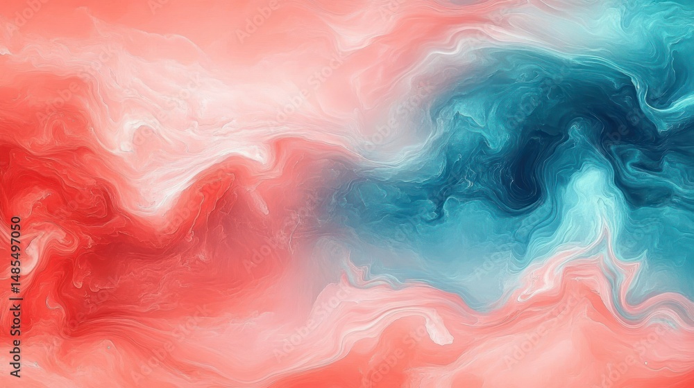 Aufkleber abstract swirling pattern blending red, pink, white, and blue colors creating a fluid and dynamic vi