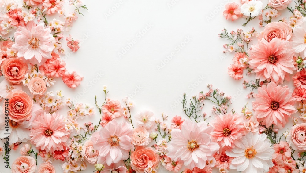Poster small flowers are scattered across a light backdrop in a simple repeat pattern that covers the cloth