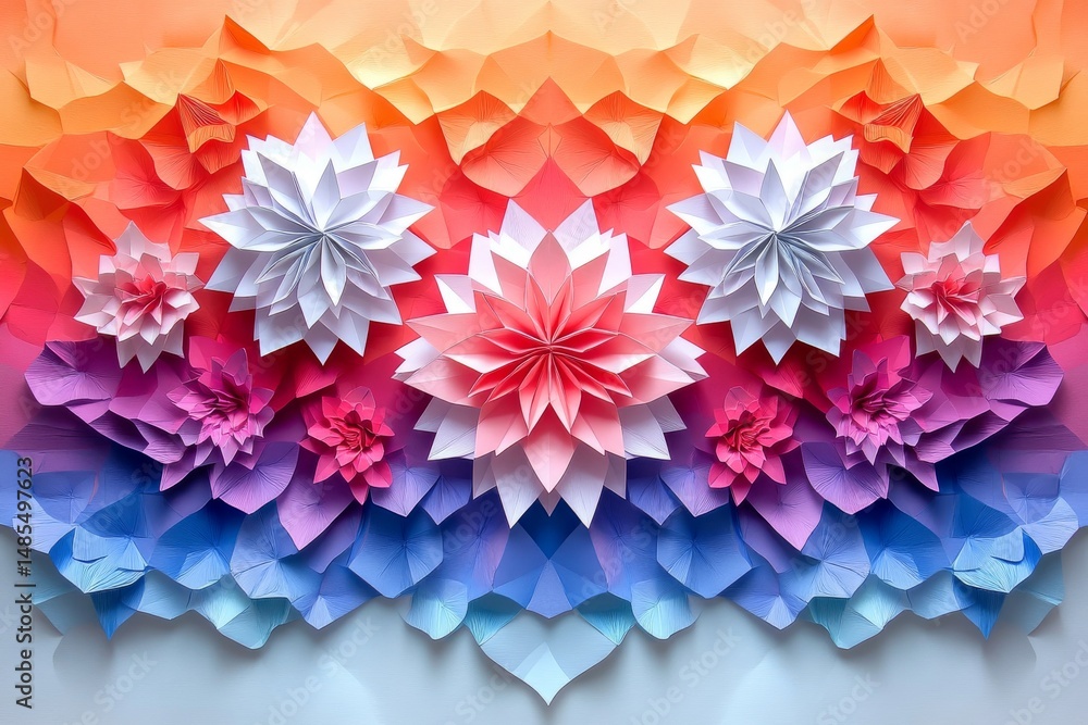 Poster the design features simple geometric shapes that repeat, creating a clean and geometric visual effec