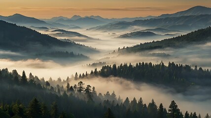 The Mountain's Breath: A Gentle Veil of Fog and Mist Descends
