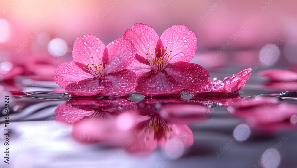 Poster a delicate petal pattern of soft pastel sakura petals scattered on a soft background creates a subtl